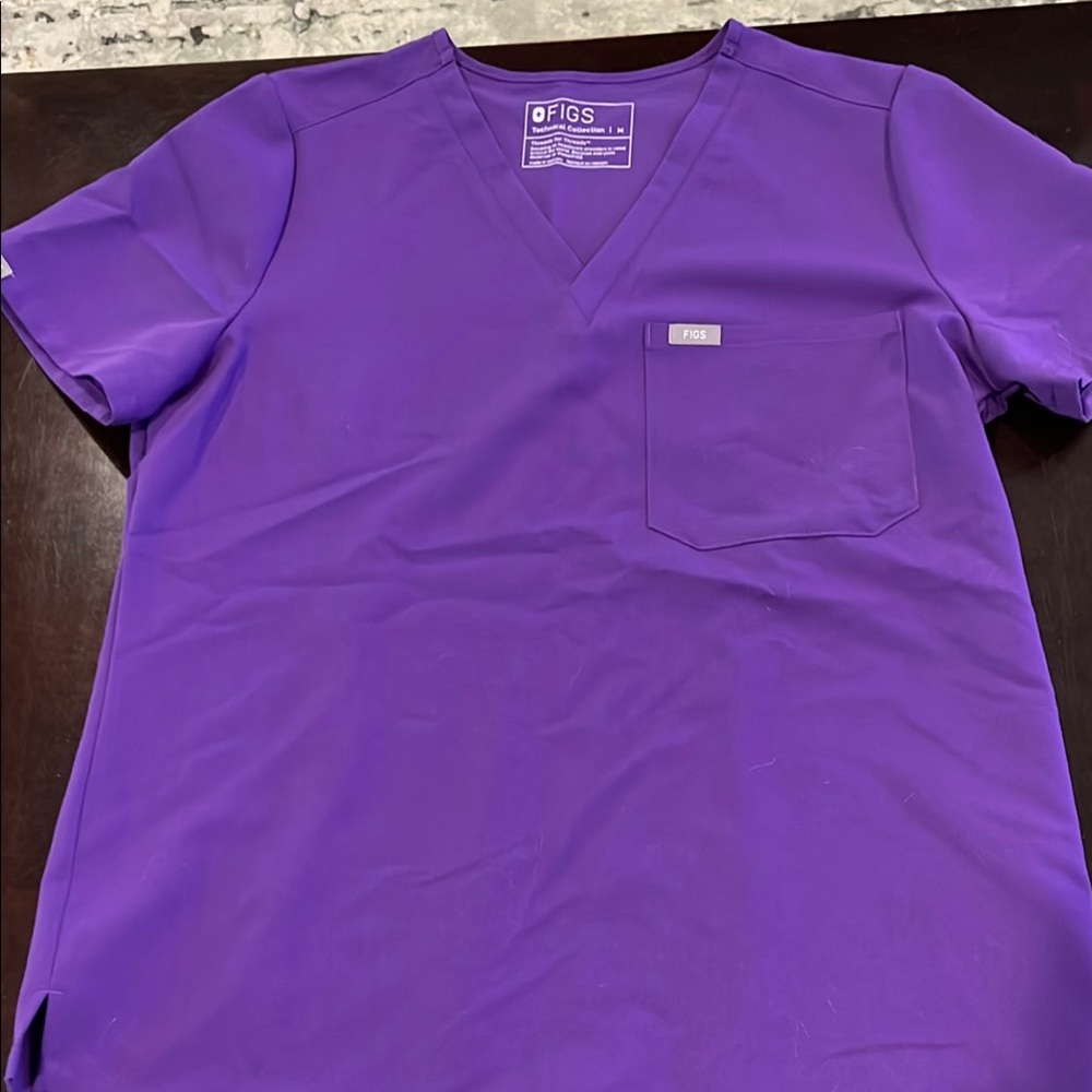 Figs Vivid Purple V-Neck Scrub Top